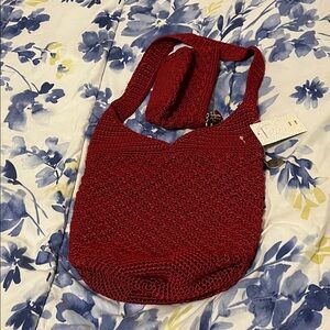 The Sak Red Crochet Hobo Bag